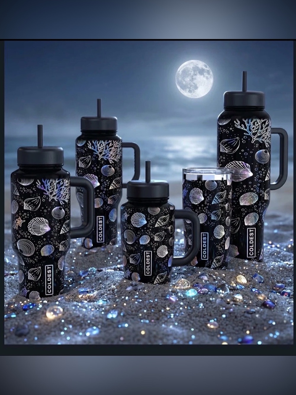COLDEST Moonlight Seashells 46oz Limitless Ultra v8 Tumbler Water Bottle